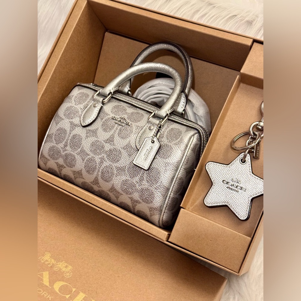 NWT Coach Boxed Mini Rowan Crossbody Bag And Mirror Bag Charm Set CX186 - Picture 4 of 14